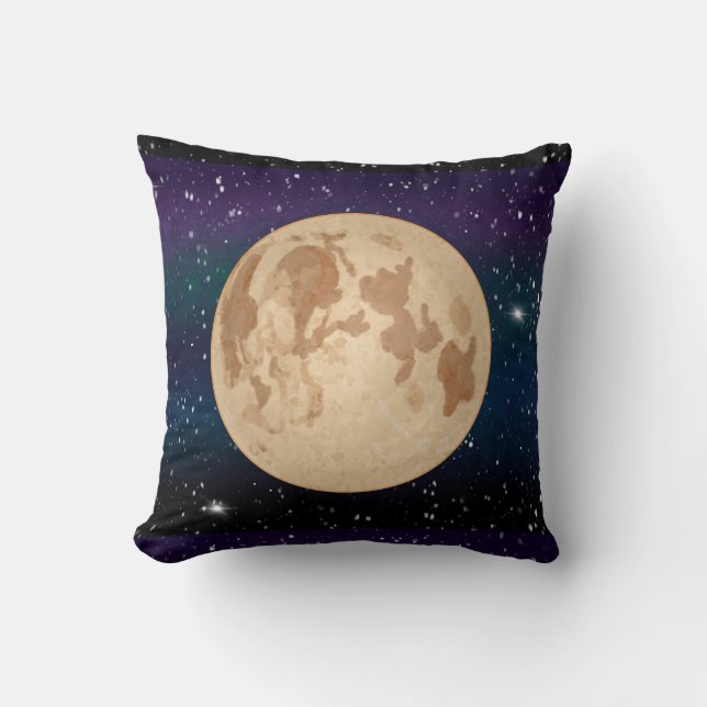Full Moon on Starry Night Hand plockade Kudde (Framsida)
