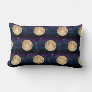 Full Moon on Starry Night Hand plockade Lumbarkudde