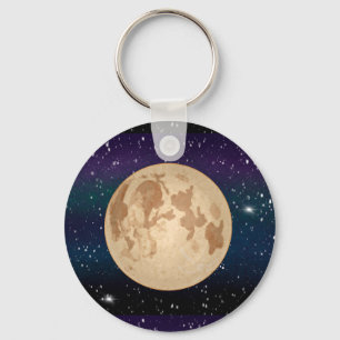 Full Moon on Starry Night Hand plockade Nyckelring