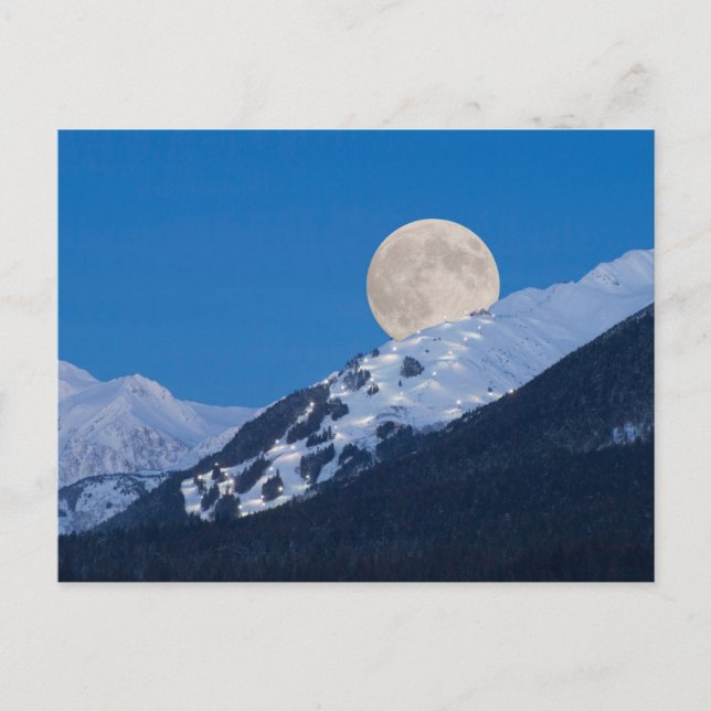 Full Moon over Alyeska Ski Resort, Alaska Vykort (Framsida)