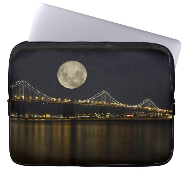 Full Moon över Bay Bridge Laptop Fodral (Framsidan)