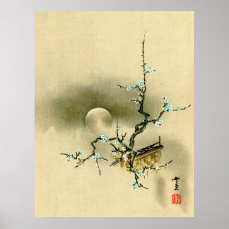 Full Moon över Blossoming Gren 1895 Poster
