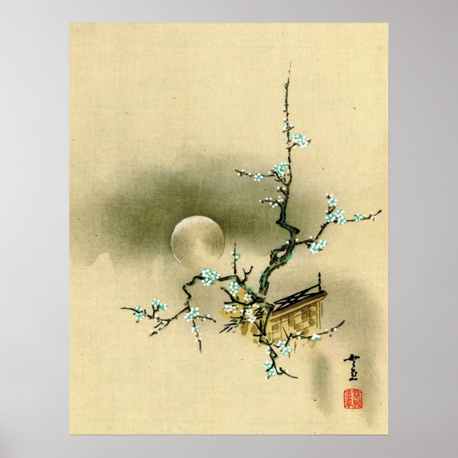 Full Moon över Blossoming Gren 1895 Poster (Framsidan)