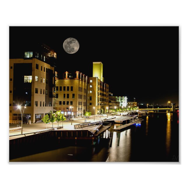Full Moon över Grönten Bay Fototryck (Framsidan)