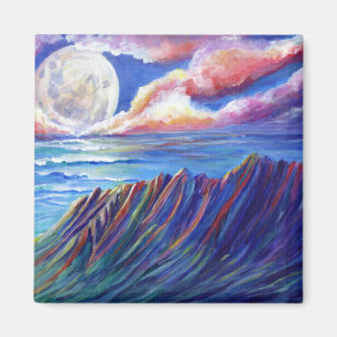 Full Moon Över Kauai Kalalau Valley Magnet