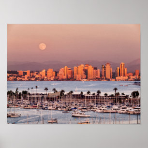 Full Moon över San Diego Poster