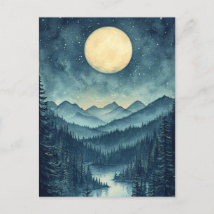 Full moon over Scenia Mountain Landscape Vykort