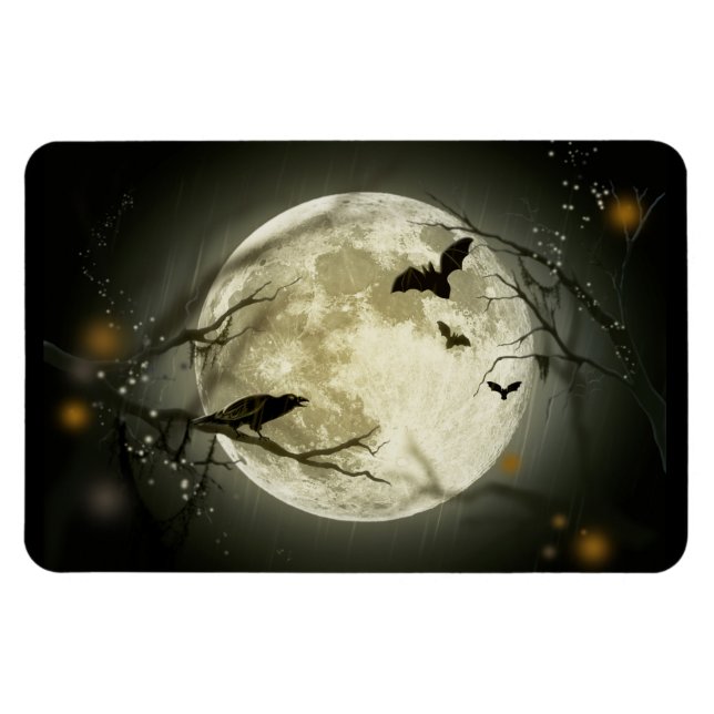 Full Moon på Halloween Magnet (Horisontell)