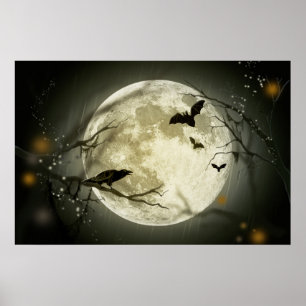 Full Moon på Halloween Poster
