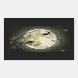 Full Moon på Halloween Sticker Rektangulärt Klistermärke
