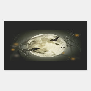 Full Moon på Halloween Sticker Rektangulärt Klistermärke