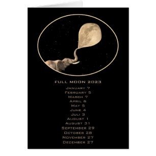 Full Moon Phases Data Elephant Calendar 2023 Hälsningskort