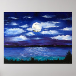 "Full Moon" Poster Skriv ut på kvällsscenkonsten