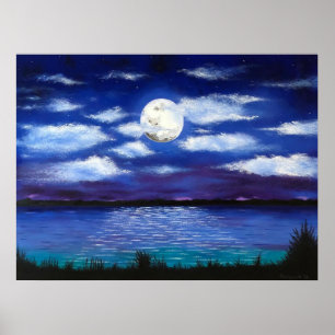 "Full Moon" Poster Skriv ut på kvällsscenkonsten