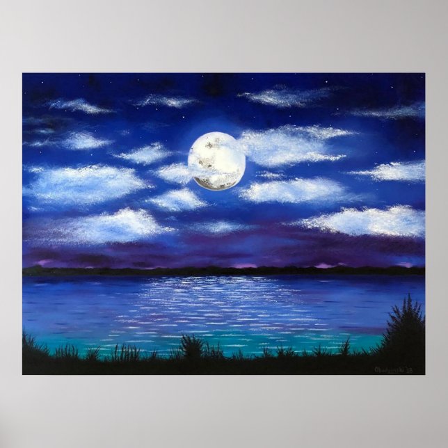 "Full Moon" Poster Skriv ut på kvällsscenkonsten (Framsidan)