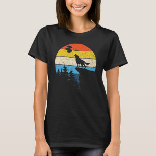 Full Moon Predator Animal Retro Forest Howling Wol T Shirt