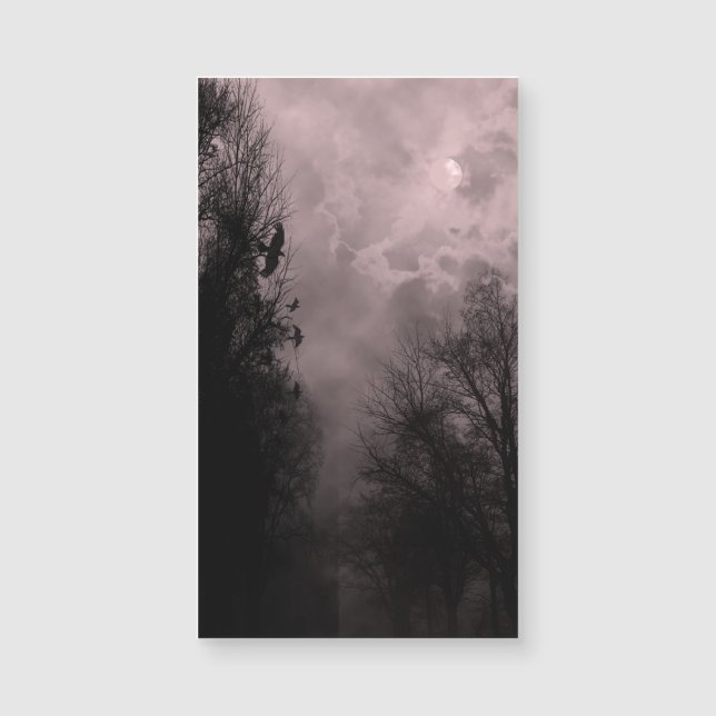 Full Moon Red Haunted Himmel och Ravens Affärskort (Framsida)