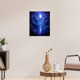 Full Moon Serenity Poster naturinspirerad väggkons