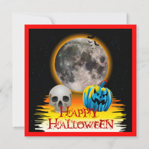 Full Moon, Skull och Blue Pumpkin på Natten. Inbjudningar