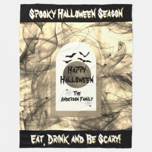 Full Moon Spider Fladdermus Spooky Scary Happy hal Fleecefilt