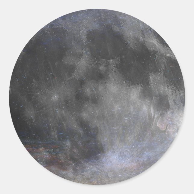 Full Moon Stickers Runt Klistermärke (Framsida)