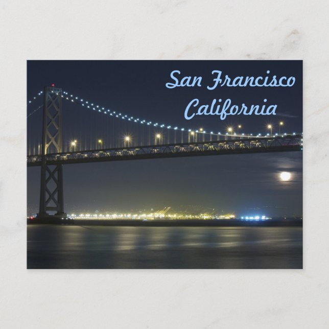 Full moon Stigning under San Francisco Bay-bron Vykort (Framsida)