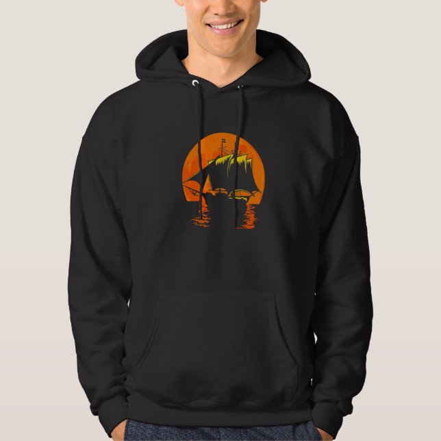 Full Moon Sunset kapten Anchor Sunrise Sailing Bo Hoodie (Framsida)