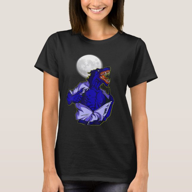 Full moon transforms wild wolf scary jungle world t shirt (Framsida)