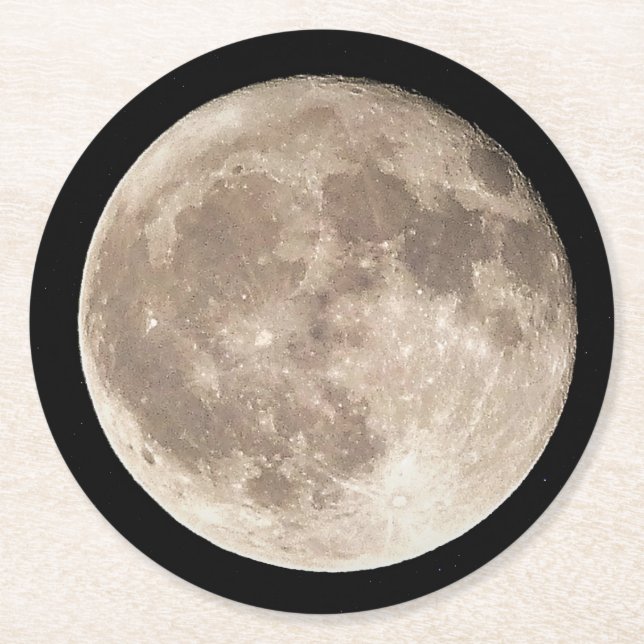 Full Moon Underlägg Papper Rund (Framsidan)