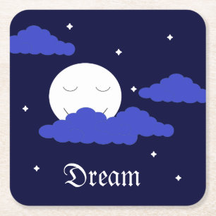 Full Moon vid Midnight & Stars Underlägg Papper Kvadrat