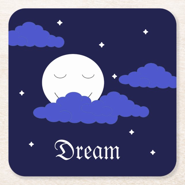 Full Moon vid Midnight & Stars Underlägg Papper Kvadrat (Framsidan)