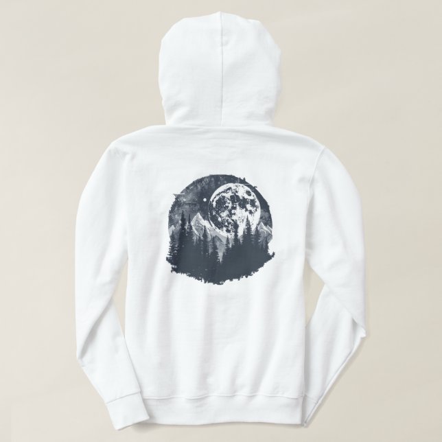 Full Moon Wilderness Forest Hoodie (Design baksida)