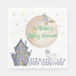 Full Moon Witch Spooky House Baby Shower Pappersservett