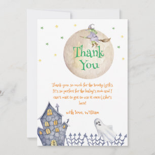 Full Moon Witch Spooky House Baby Shower Tack Kort