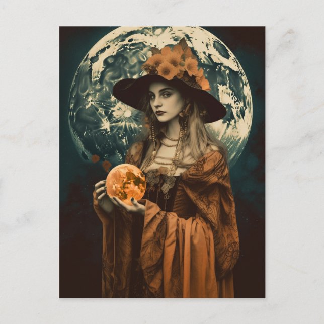Full Moon Witch Vykort (Framsida)