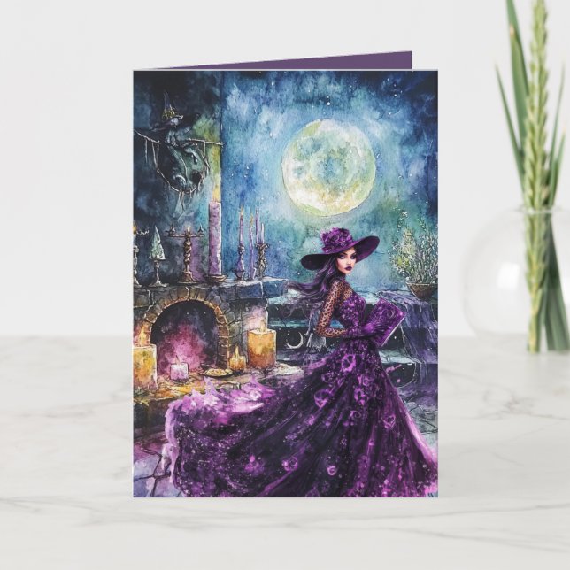 Full Moon Witching Time Halloween-kort Kort (Framsida)
