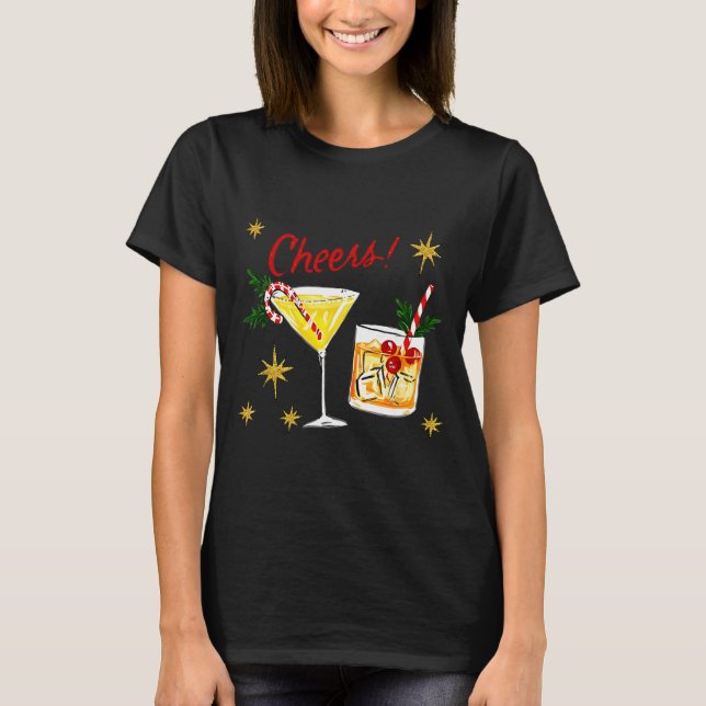 Full Of Holiday Srit Cheers Martini Christmas Drin T Shirt (Framsida)