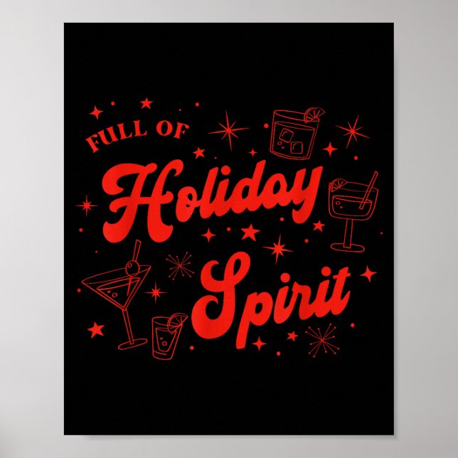Full Of Holiday Srit Christmas Drinking Retro Tail Poster (Framsidan)