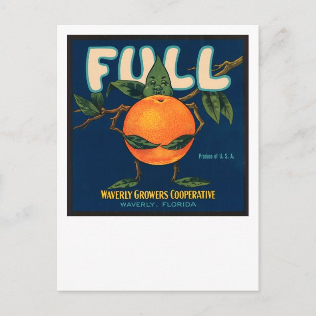 Full - Orangekratsetikett Vykort (Framsida)