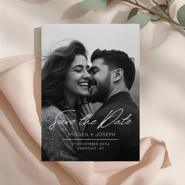 Full Photo Chic Flat Wedding Save The Date Card Spara Datumet (Skapare uppladdad)