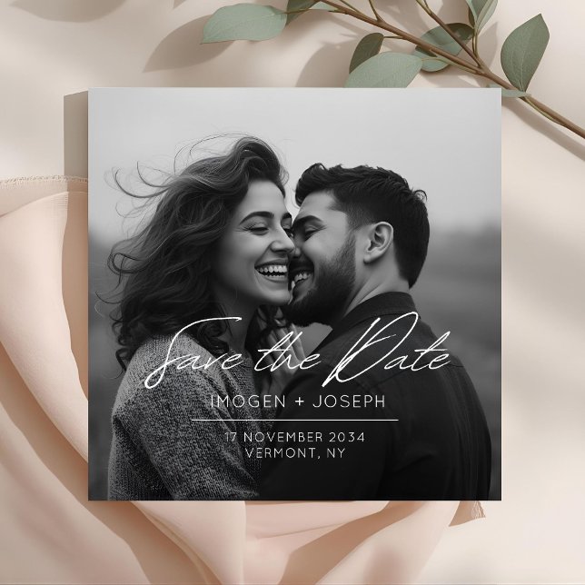 Full Photo Chic Flat Wedding Save The Date Card Spara Datumet (Skapare uppladdad)