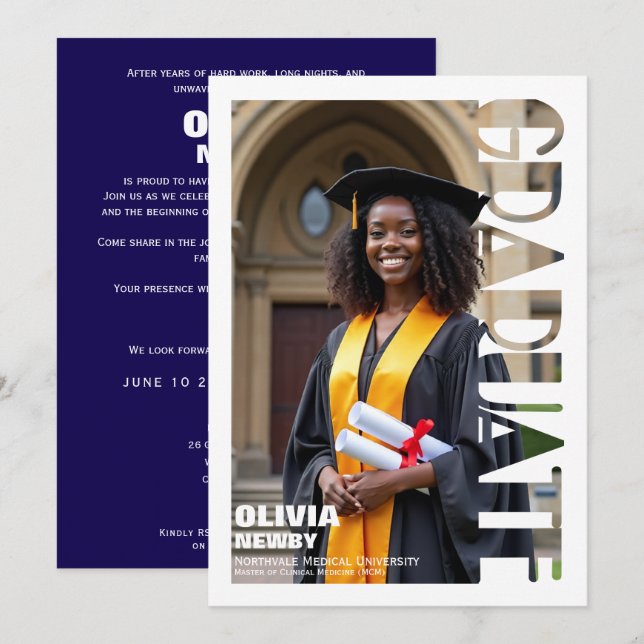 🎓Full‑Photo Graduation Party Inbjudningar (Fram/baksida)