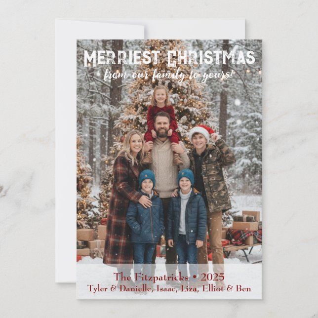 Full Photo Merriest Christmas Flat Holiday Card Julkort (Framsida)
