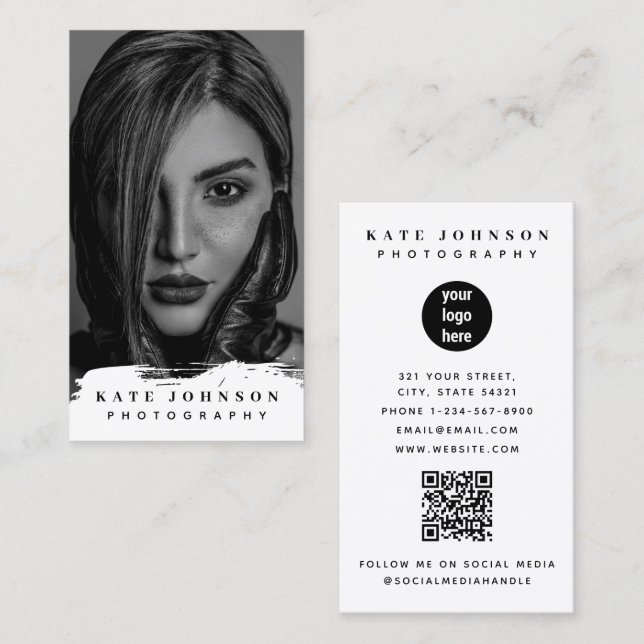 Full Photo Modern Photography Business Logo  Visitkort (Fram/baksida)