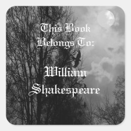 Full rörelse med Ravens redigerbara bokplåtsetiket Fyrkantigt Klistermärke