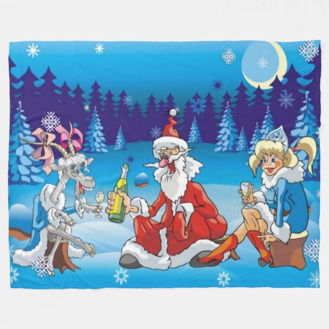full Santa ful julafton Fleecefilt (Framsidan (Horisontell))