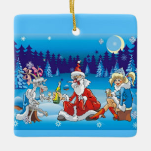 full Santa ful julafton Julgransprydnad Keramik