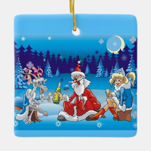 full Santa ful julafton Julgransprydnad Keramik (Framsida)