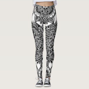 Full sida B&W för fria händer Leggings