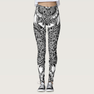 Full sida B&W för fria händer Leggings